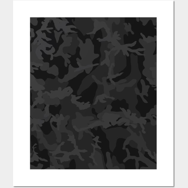 Midnight Dark Camouflage Camo Pattern Gift Wall Art by HCMGift